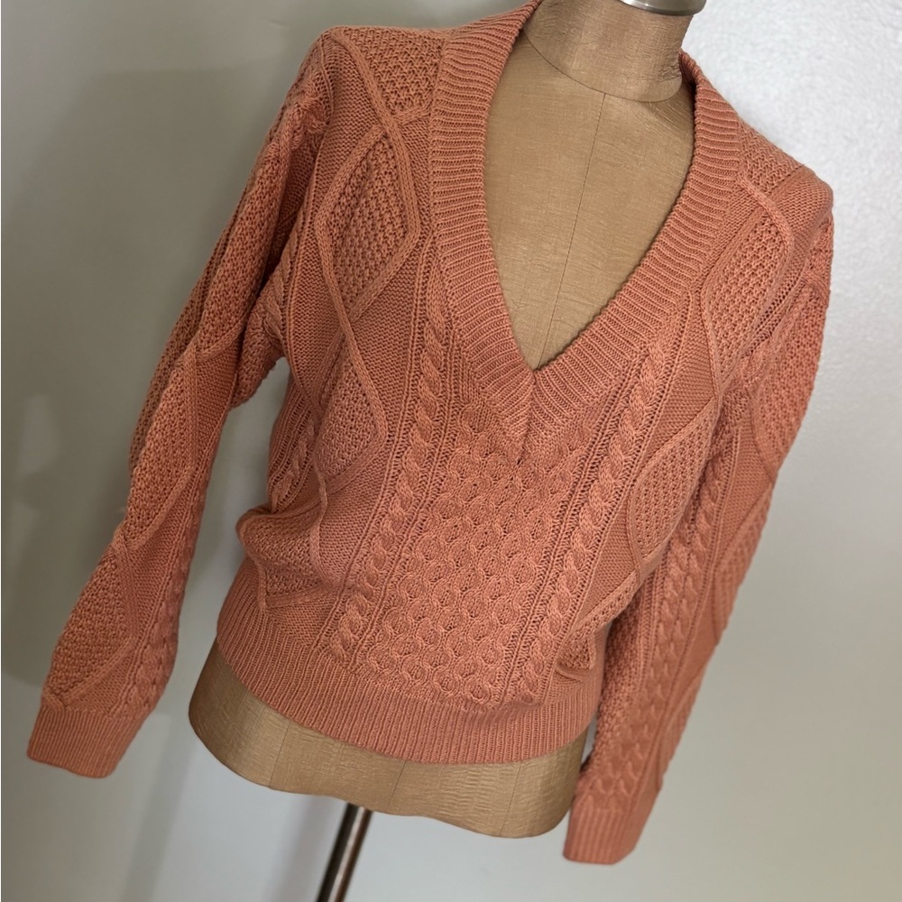 Vici Terracotta V-Neck Sweater